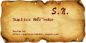 Suplicz Nándor névjegykártya